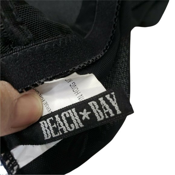 Beach Bay 1 piece Swimsuit S 10 Black Flower Print Good Coverage Colorful Halter - Picture 5 of 6